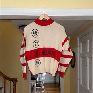 United Colors Of Benetton Cream and Red Cowl Neck Sweater